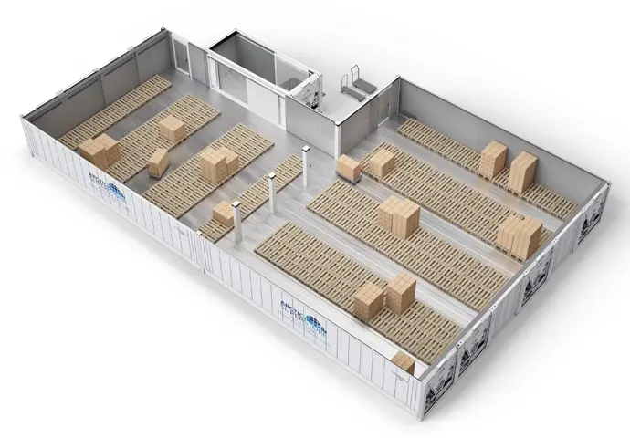 Arctic SuperStore con palés y sala de conexiones