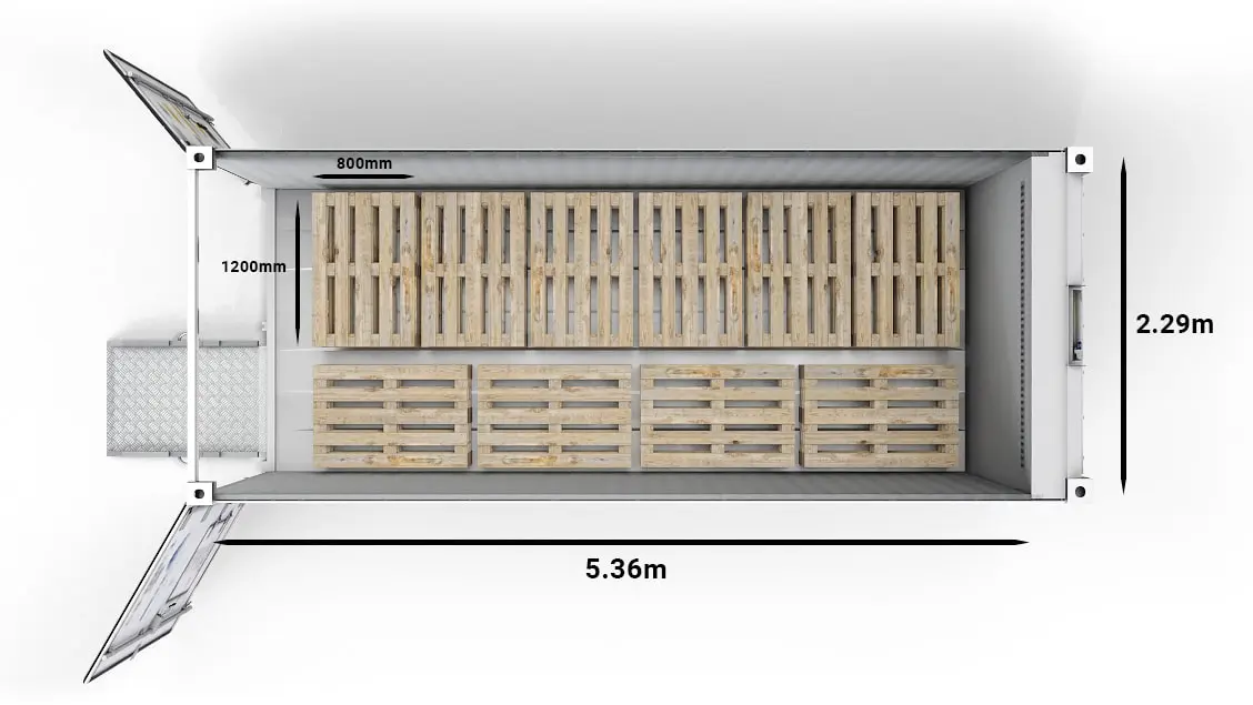 ArcticStore_20ft_Pallets-Euro_Top_Dimensions