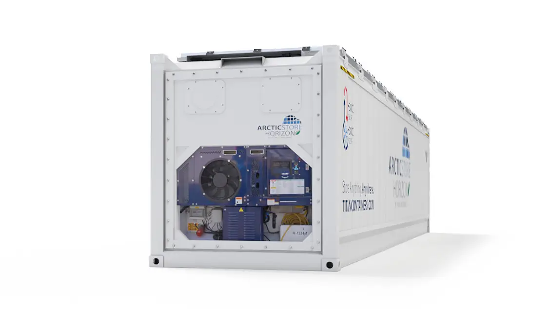 40ft ArcticStore Horizon con Paneles Solares Vista trasera