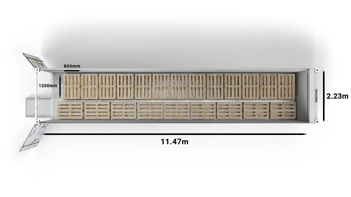 22 europalés en un ArcticStore Horizon de 40 pies